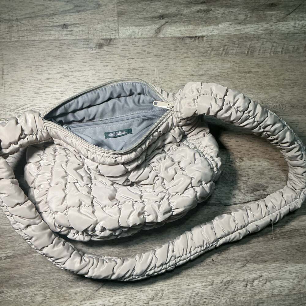 Puffer Crossbody Handbag - Wild Fable™ Taupe: Softside Woven Bag, Single‎ Strap,